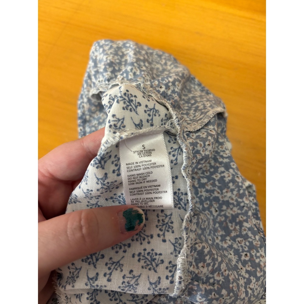 Paper Crane Women Blue White Floral Tiered Babydoll Top Small T41655D - Picture 5 of 7